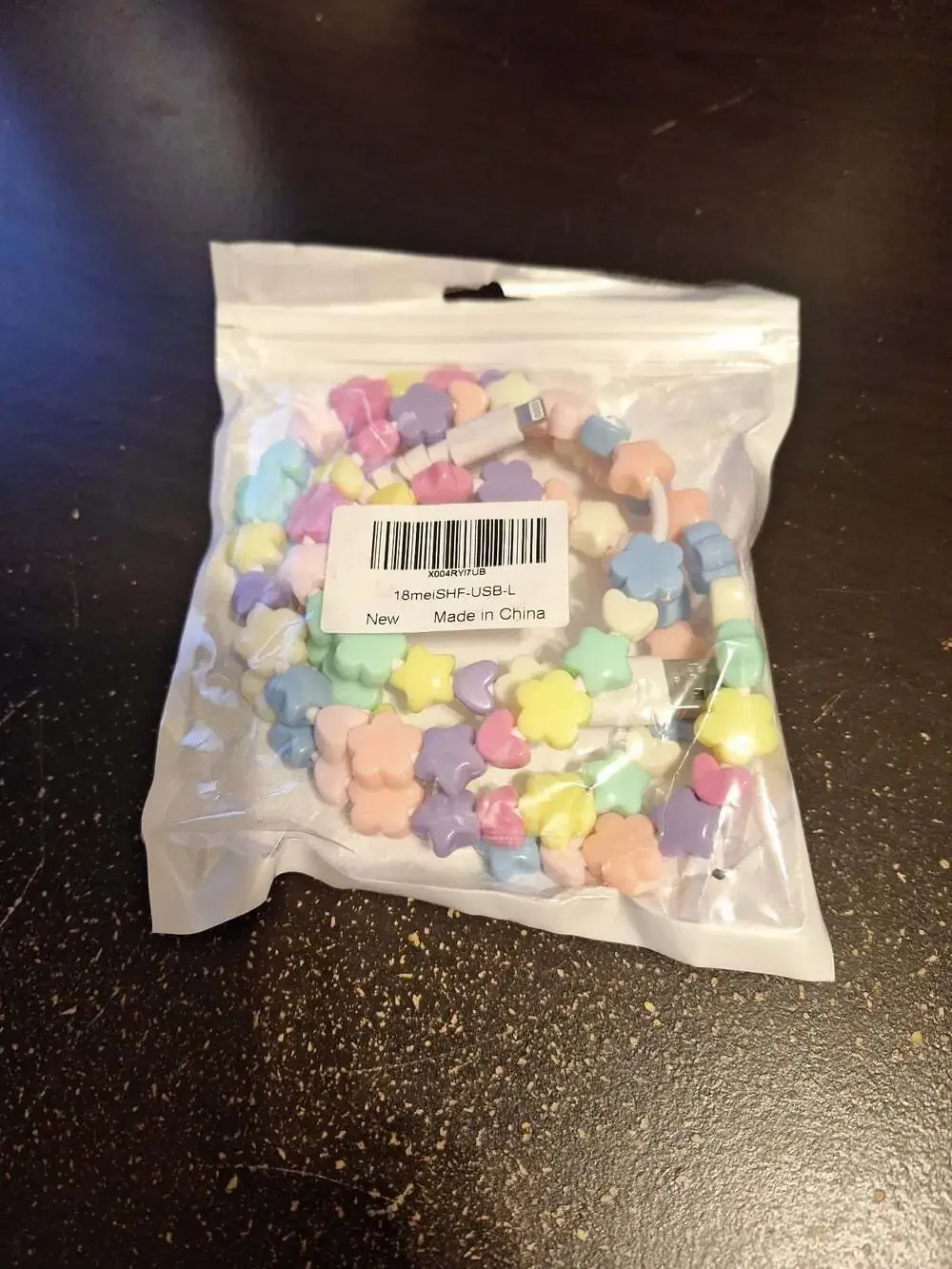 Pastel Star Beaded USB-A to 8-Pin Charging Cable